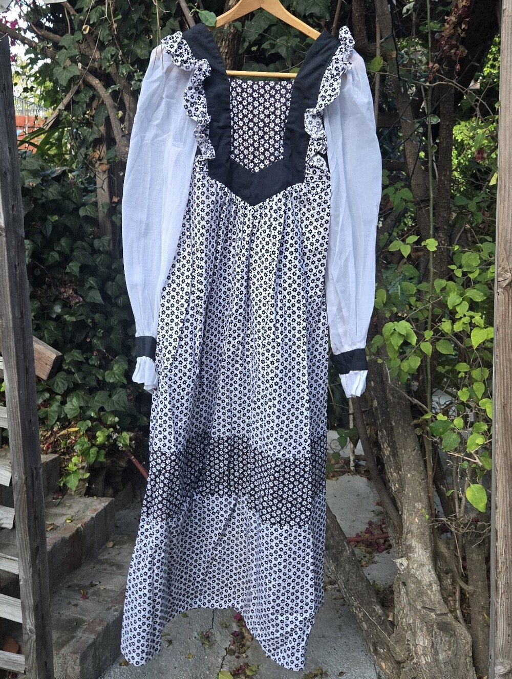 Vintage 70s Fratini Designs Bohemian Prairie Dress Poet Sleeve Xs S